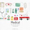 watercolor clipart set with medical instruments