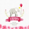 elephant with pink balloon watercolor clipart