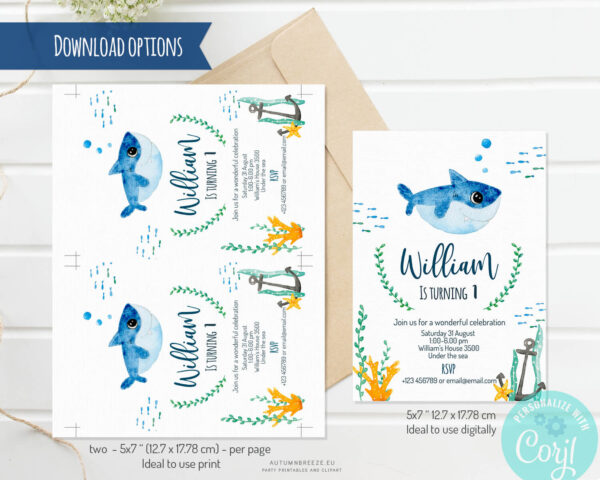 baby shark birthday invitation template download options