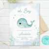 printable baby shower invitation with lovely baby whale