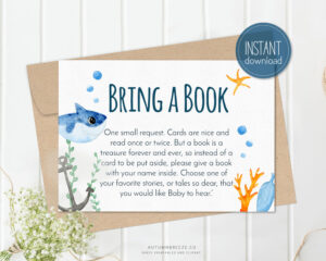 bring a book printable card with baby shark