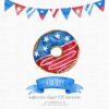 donut with the theme independence day watercolor hand painted