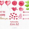 Love Watercolor clipart, heart clipart - Image 2