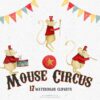 circus mouse party watercolor clipart