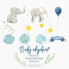 clipart set with baby elephant boy