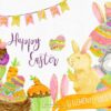 clipart set with cute easter elements