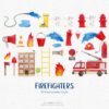 firefighters fire station watercolor clipart