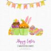 watercolor clipart set with easter elements