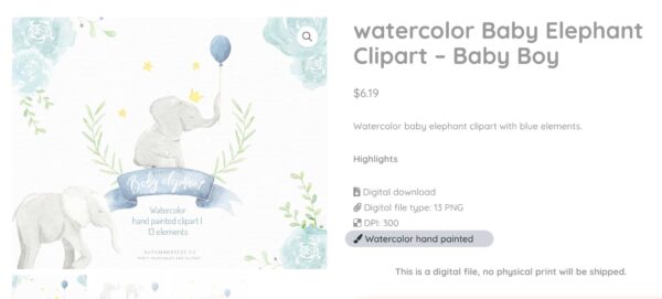 Commercial license for whole Store - Clipart and Digital paper only  | Hand Painted - Image 2