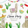 beautiful set of clipart llamas painted by hand