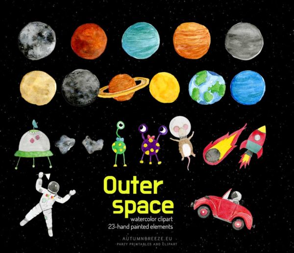 outer space clipart set illustrations