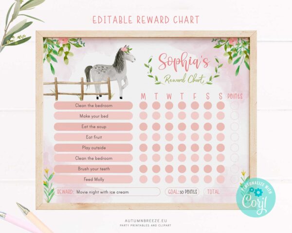 reward chart with horses