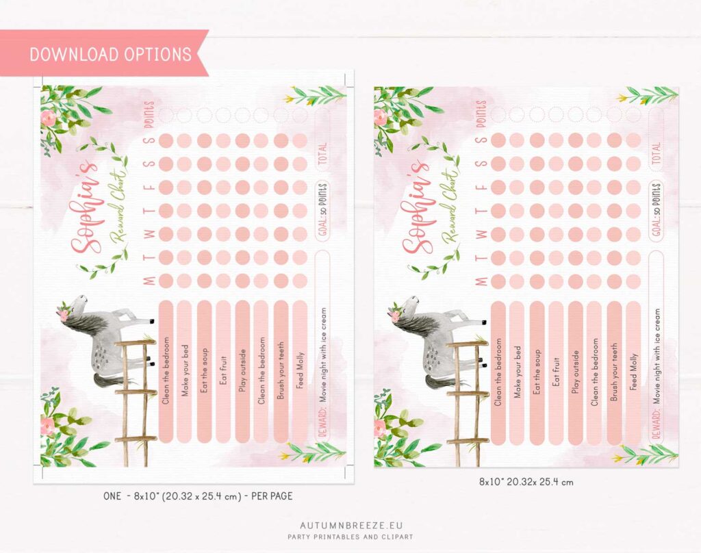 Reward Chart with Horse – Editable Reward Chart