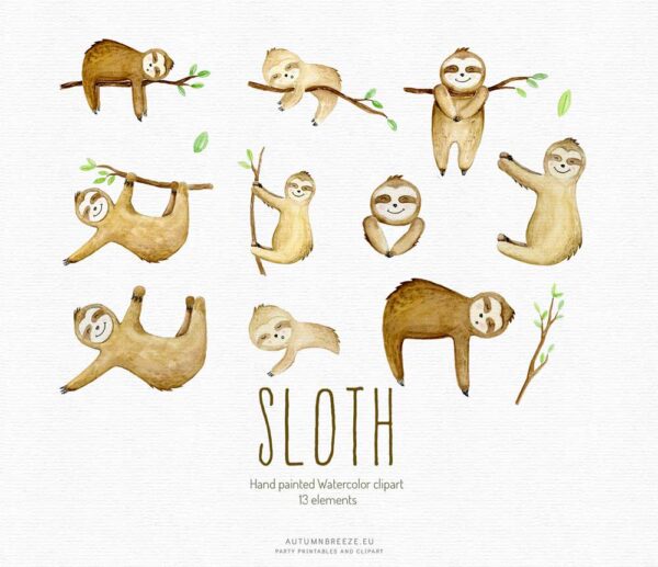 sloths clip art set