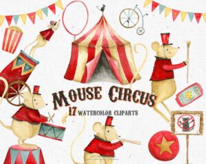 watercolor circus mouse carnival