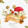 watercolor mushrooms illustration clipart