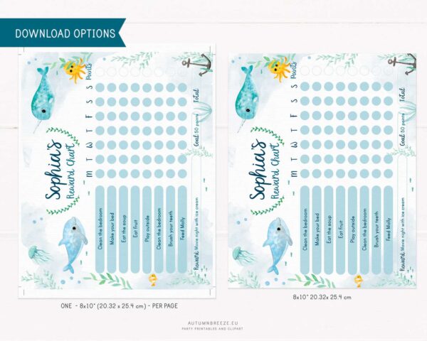 reward chart with under the sea theme