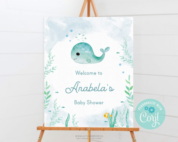 baby whale welcome sign baby shower