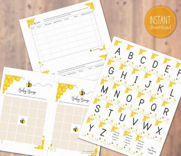 bumble bee printable shower games