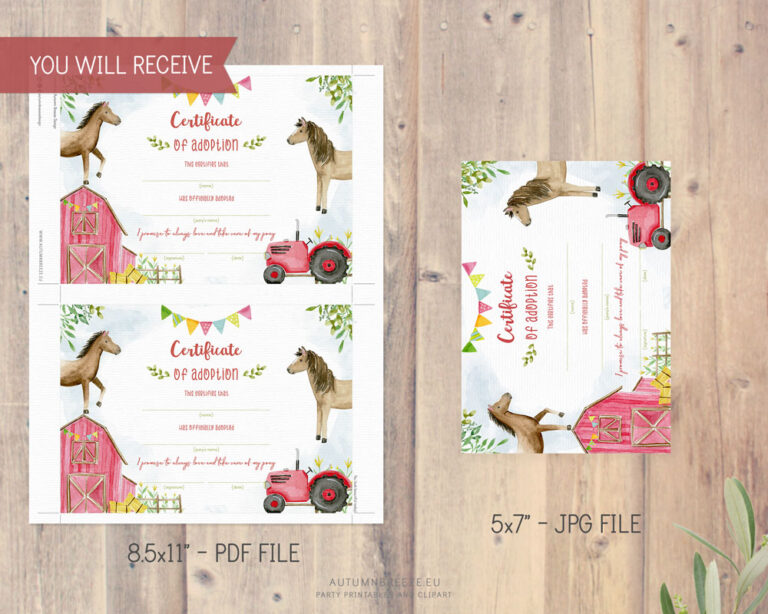 Adopt a Pony Adoption Certificate - Party Printables