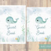 baby whale printable guest book sign