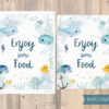 food table sign with under the sea animals for birthday party