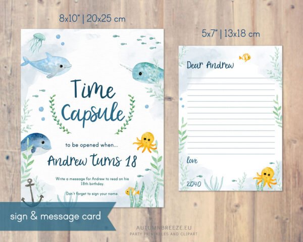 printable time capsule with under the sea theme