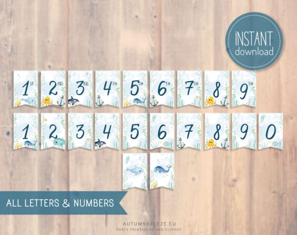 under the sea printable banner numbers