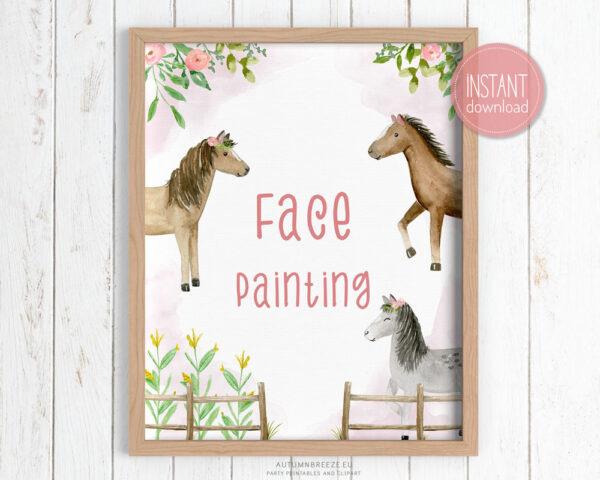 face painting sign horses theme