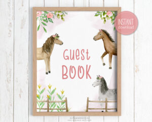 guest book sign with horsestheme