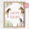 printable grazing station sign with horses theme for birthday party
