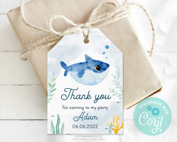 baby shark gift tags for birthday or baby shower party