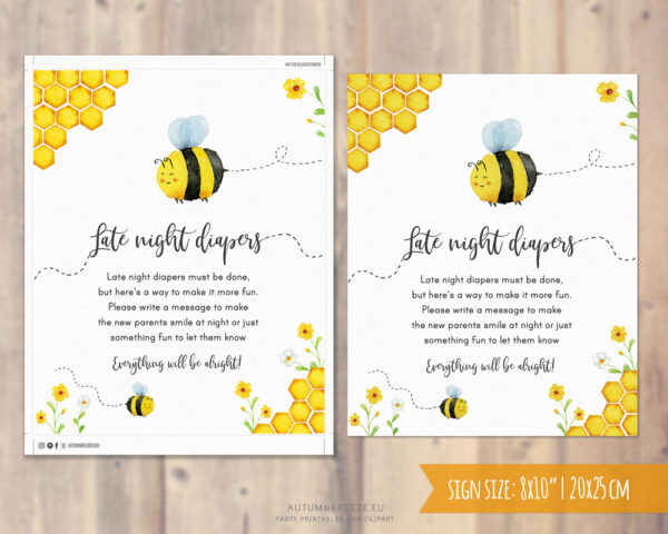 late night diapers sign with bumblebee theme