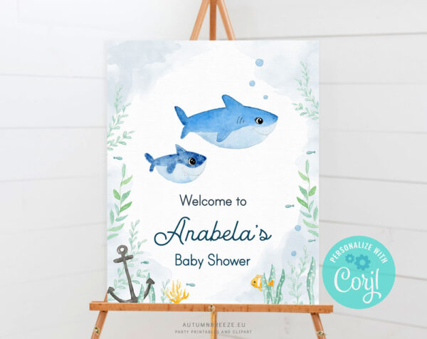 mommy shark printable welcome sign
