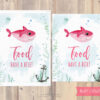 food sign with pink baby shark theme