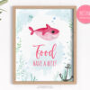 printable food sign with pink baby shark illustration