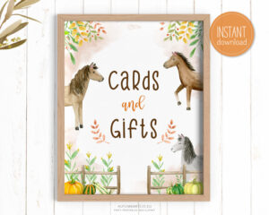 cards and gifts sign with fall horses