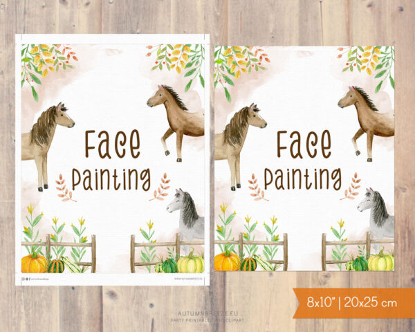 face painting printable sign fall horses