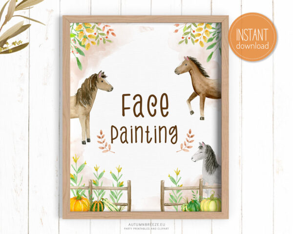 face painting sign with fall horses