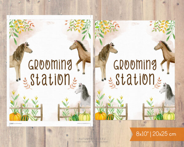 grooming station printable sign fall horses