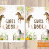 guest book printable sign with fall horses theme