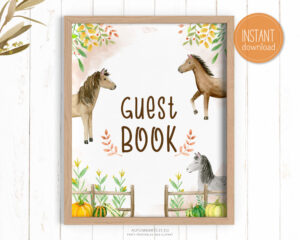guest book sign with fall horses theme