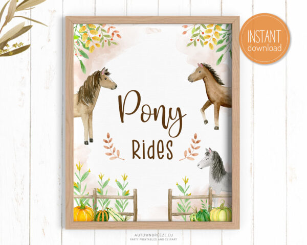 pony rides sign with fall horses theme