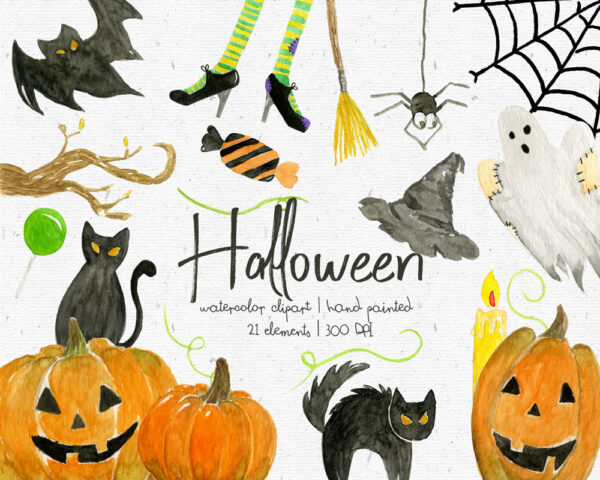 halloween clipart set with spooky elements