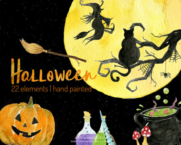 halloween clipart set watercolor