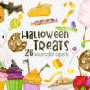 halloween ticks and treats watercolor clipart