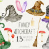 halloween witchcraft watercolor clipart