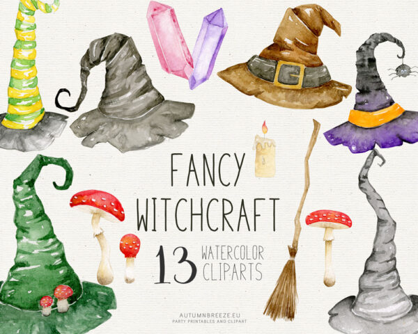 halloween witchcraft watercolor clipart