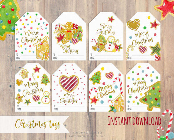 christmas tags with cookies