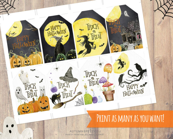 halloween printable tags for kids gift bags